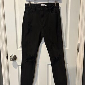 Cello Jet Black High Rise Ripped Skinny Jeans